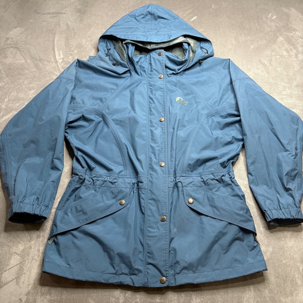 Lowe Alpine Triple Point Rain Jacket Women Small Blue Hooded Ripstop Parka